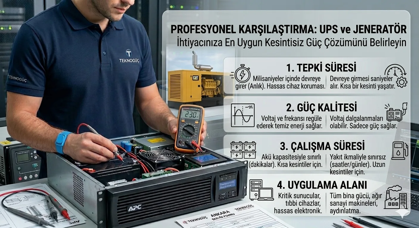UPS ile Jeneratör Arasındaki Fark